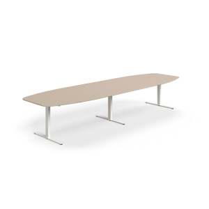 Jednací stůl NOVUS, T-nohy, 4000x1200 mm, bílá/jílově šedá