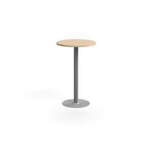 Barový stůl VERTICUS, Ø700x1100 mm, dub/stříbrná