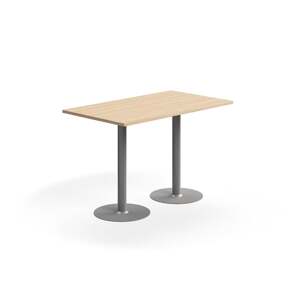 Barový stůl VERTICUS, 1400x800x900 mm, dub/stříbrná