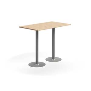 Barový stůl VERTICUS, 1400x800x1100 mm, dub/stříbrná