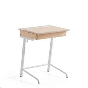 Školní lavice AXIOM, akustické linoleum, bílá/béžová