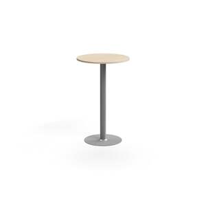 Barový stůl ALVA, Ø700x1100 mm, vysokotlaký laminát, stříbrná/bříza