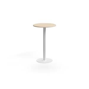 Barový stůl ALVA, Ø700x1100 mm, vysokotlaký laminát, bílá/bříza