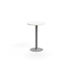 Barový stůl ALVA, Ø700x1000 mm, vysokotlaký laminát, stříbrná/bílá