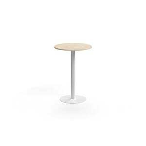Barový stůl ALVA, Ø700x1000 mm, vysokotlaký laminát, bílá/bříza