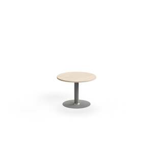 Konferenční stolek ALVA, Ø700x500 mm, upevnitelný, vysokotlaký laminát, stříbrná/bříza