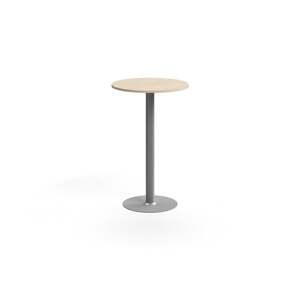 Barový stůl ALVA, Ø700x1100 mm, upevnitelný, vysokotlaký laminát, stříbrná/bříza