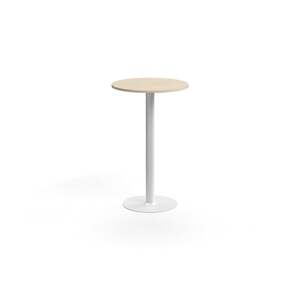 Barový stůl ALVA, Ø700x1100 mm, upevnitelný, vysokotlaký laminát, bílá/bříza
