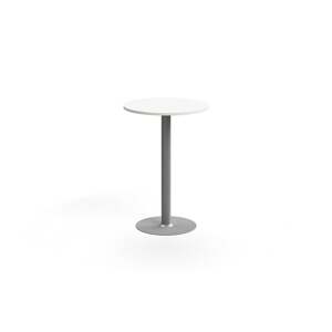Barový stůl ALVA, Ø700x1000 mm, upevnitelný, vysokotlaký laminát, stříbrná/bílá