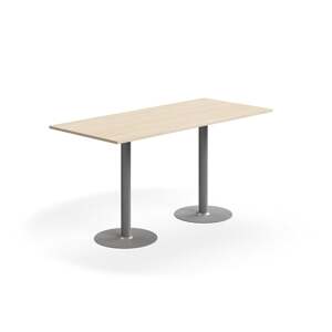 Barový stůl ALVA, 1800x800x900 mm, upevnitelný, vysokotlaký laminát, stříbrná/bříza