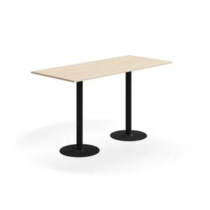 Barový stůl ALVA, 1800x800x1000 mm, upevnitelný, vysokotlaký laminát, černá/bříza