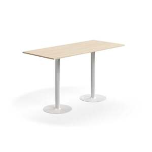 Barový stůl ALVA, 1800x800x1000 mm, upevnitelný, vysokotlaký laminát, bílá/bříza