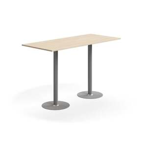 Barový stůl ALVA, 1800x800x1100 mm, upevnitelný, vysokotlaký laminát, stříbrná/bříza
