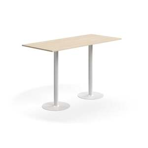 Barový stůl ALVA, 1800x800x1100 mm, upevnitelný, vysokotlaký laminát, bílá/bříza