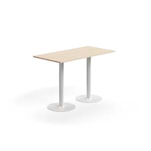 Barový stůl ALVA, 1400x700x900 mm, upevnitelný, vysokotlaký laminát, bílá/bříza
