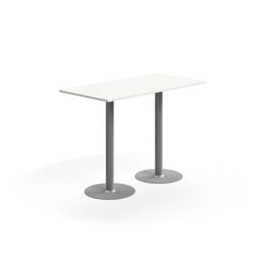 Barový stůl ALVA, 1400x700x1000 mm, upevnitelný, vysokotlaký laminát, stříbrná/bílá
