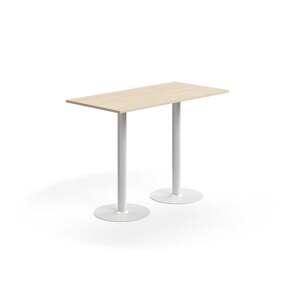 Barový stůl ALVA, 1400x700x1000 mm, upevnitelný, vysokotlaký laminát, bílá/bříza