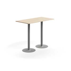 Barový stůl ALVA, 1400x700x1000 mm, upevnitelný, vysokotlaký laminát, stříbrná/bříza