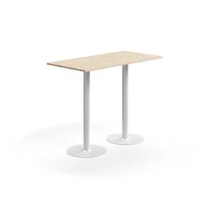Barový stůl ALVA, 1400x700x1000 mm, upevnitelný, vysokotlaký laminát, bílá/bříza